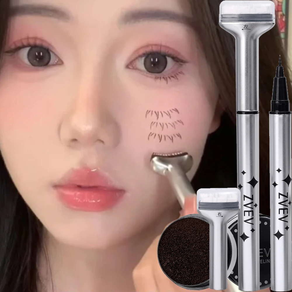 Reusable Eyelash Ink Seal Pen 2 in 1 Lower Eyelash Stamp Tool Fast Dry Black Brown Liquid Eyeliner Pen Natural Simulation Makeup eyeliner pen makeup tools eye makeup tools