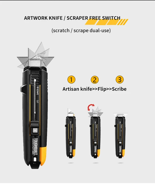 ToughBuilt TB-H4S5-01 Scraper Utility Knife + 5 Blades - Transforming Utility  Knife