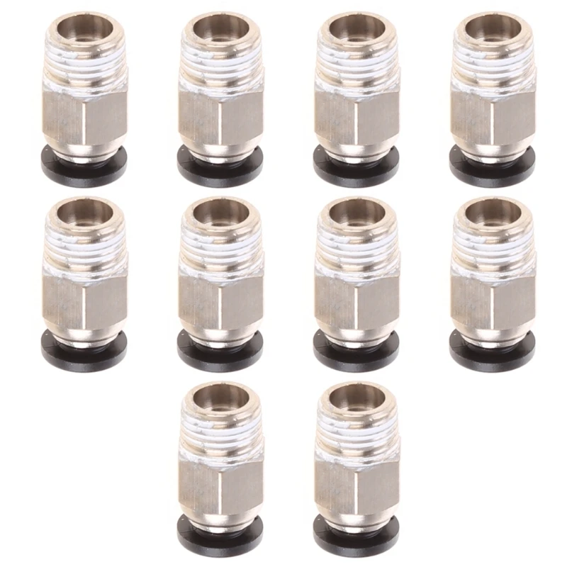 10pcs Sturdy Pneumatic Quick Connector PC4-M10 Replaced Feeding Pneumatic Joint Thread Repairing Parts