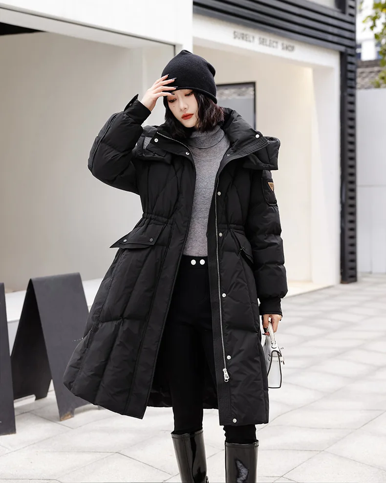 

Winter Women's Mid Length Waist Down Jacket With Thick and Firm Fabric