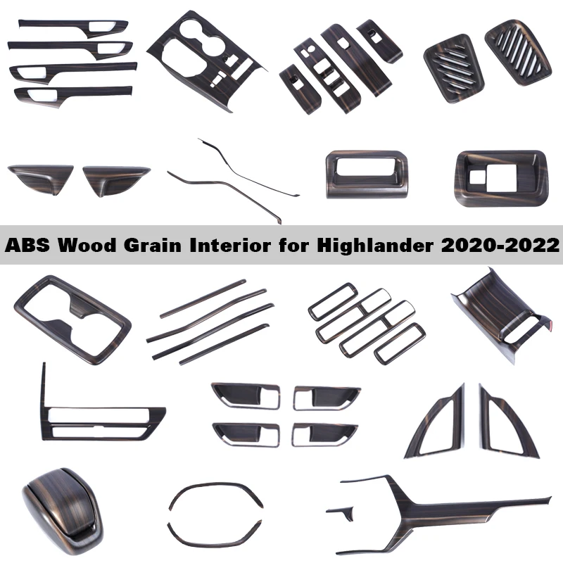 

Car Interior Peach Wood Decoration For Toyota Highlander 2020 2021 2022 Instrument Console Gear Water Cup Cover Air Vent Trims