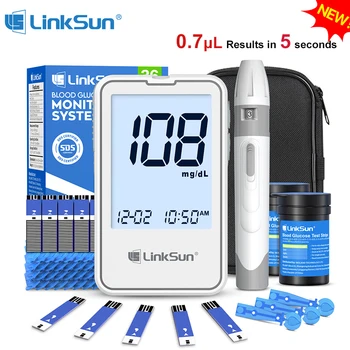 G-425-2 Linksun Blood Glucose Meter Glucometer Kit Diabetes Testing Medical Blood Sugar Lancets digital glucometer complete Kit 1