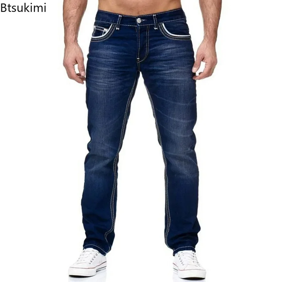 New 2024 Men's Fashion Casual Jeans Pants Spring Summer Boyfriend Streetwear Jeans Slim Designer Long Denim Pants Trousers Male