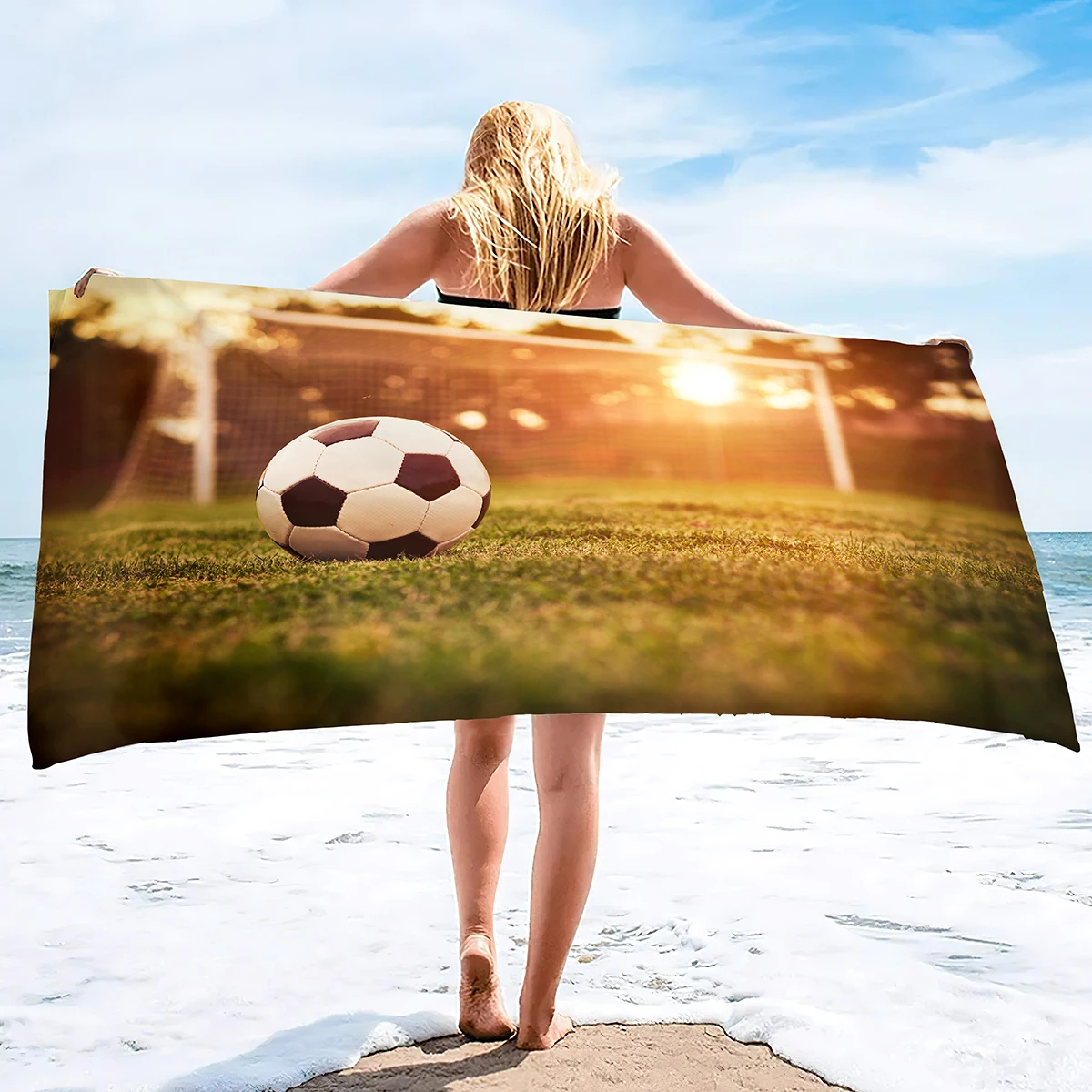 Soccer Beach Towel,Beach Towels for Men Boys,Football Towel Boys Sport Towel, Personalized Pool Beach,Towel Teen