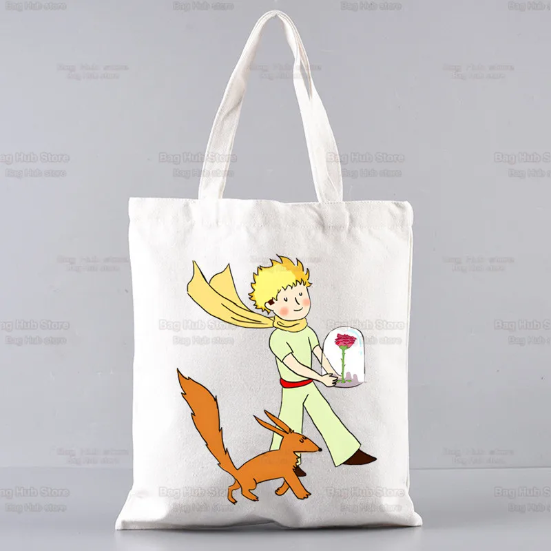 Cartoon Earth Space Little Prince Shopper Bags Shopping Bag Tote Bag Shoulder Bag Canvas Bags Large Capacity College Handbag