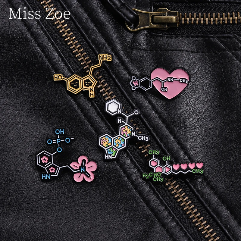 

Chemical Elements Serotonin Molecule Enamel Pin Chemical Physics Brooches Lapel Backpack Badge Nursing Jewelry Gifts