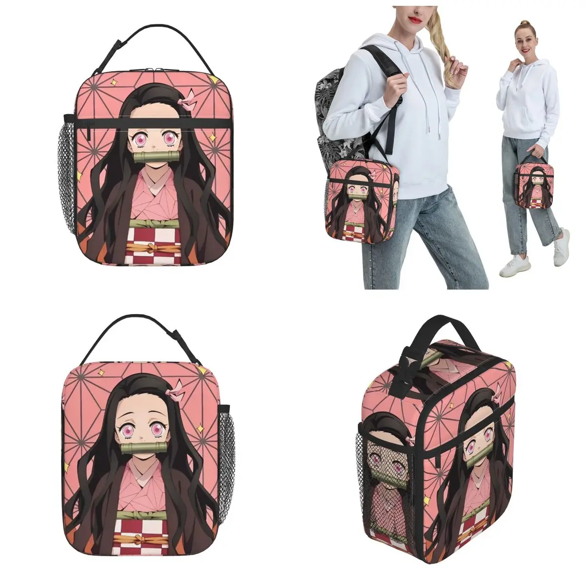 Demoned Slayered Insulated Lunch Bags Cooler Bag Reusable Kamado Nezuko High Capacity Tote Lunch Box Men Women Office Outdoor 4
