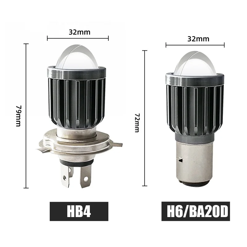 Motorcycle Headlight 1pc H4 H6 BA20D LED Motorcycle Headlight Bulb Moto Spotlights CSP Lens White Yellow Hi Lo Lamp Scooter Fog Lights