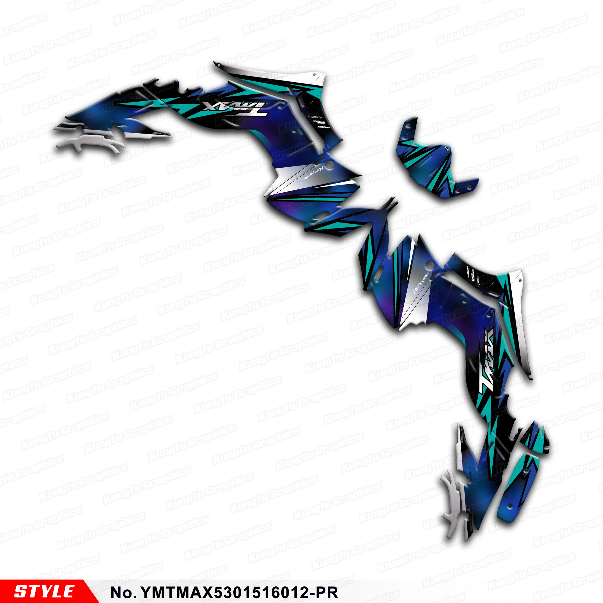 

Гоночные графические ламинированные наклейки для Yamaha TMAX 530 2015-2016, YMTMAX5301516012-PR