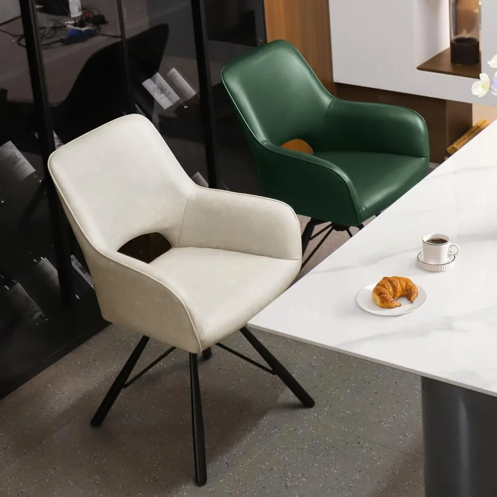 Leather Dining Chairs Upholstered Dining Chair with High Back Armrest Modern Dining Chairs Swivel Chairs for Living Room, 6