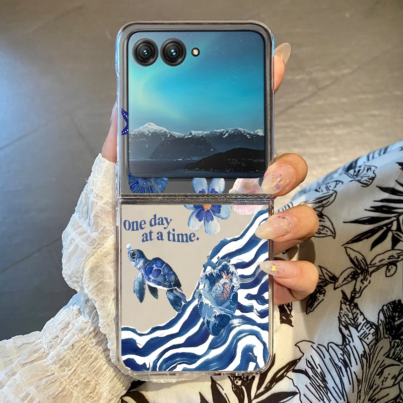 Ocean Shark Whale Pattern Clear Shockproof Hard Folding Phone Case
