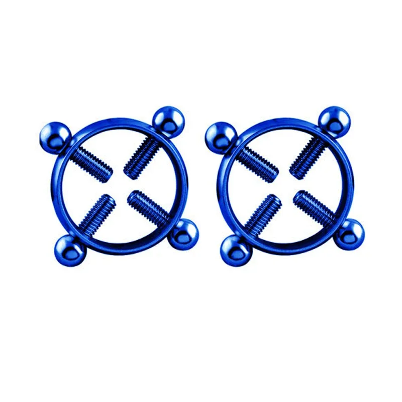 Nipple Clips 1 Pair Adjustable Stainless Steel Round Shield Body Nipple Clamps Non Piercing Stimulate Adult Games