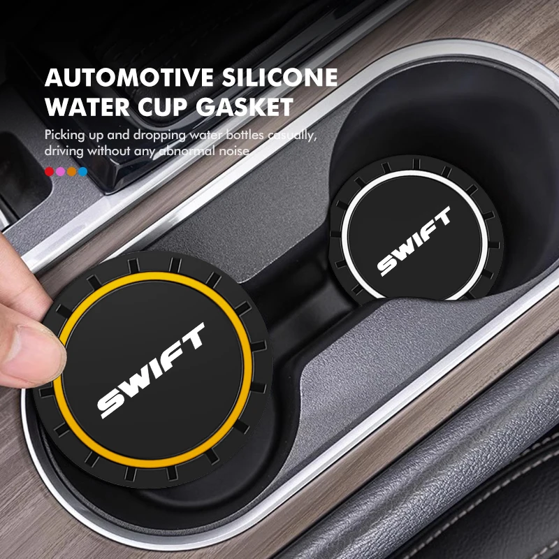 2pcs Silicone Car Water Cup Holder Coaster Anti Slip Pad Mat For Suzuki Swift Sport zc33s zc31s zc72s -2005