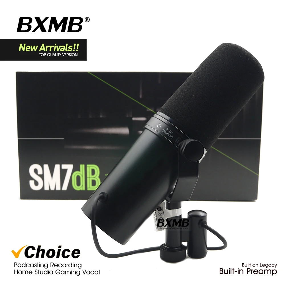 SM7DB Dynamic Vocals SM7B Microphone With Built-in Preamp For Podcasting Studio Recording Gaming Broadcast dynamic microphone