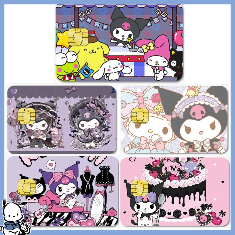 

Credit Debit Card Sticker Sanrioed Hello Kittys Melody Kuromi Anime Cartoon Waterproof Poker Sticker Film Tape Skin Small Chip