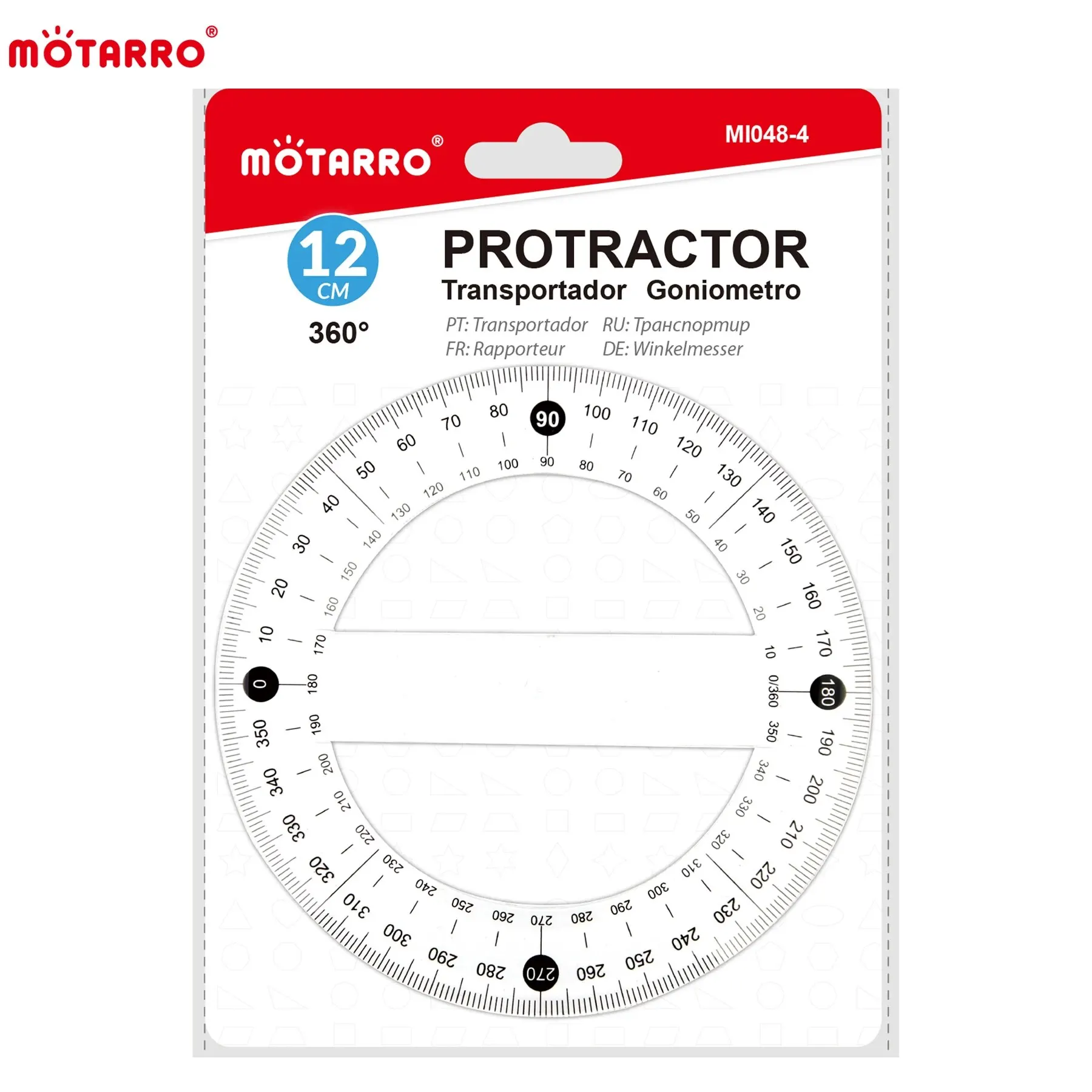 MOTARRO 360 Degree Pointer Protractor Circular 12.5cm Transparent Plastic Ruler for School Office Drafting Supplies Protractor