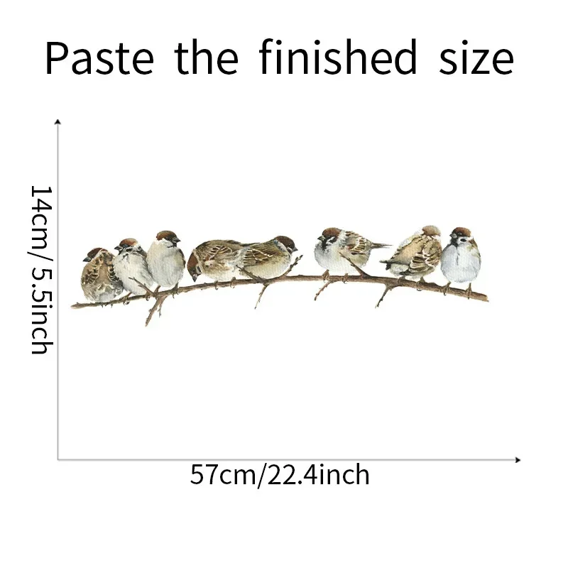Wall Stickers Portray 8 Sparrows Cute Bird Home Living Room Decoration Bedroom Bathroom Furniture Door House Interior Decor