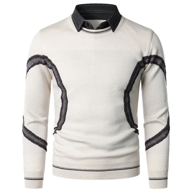 

Мужской свитер с длинным рукавом и круглым вырезом, на осень/зиму