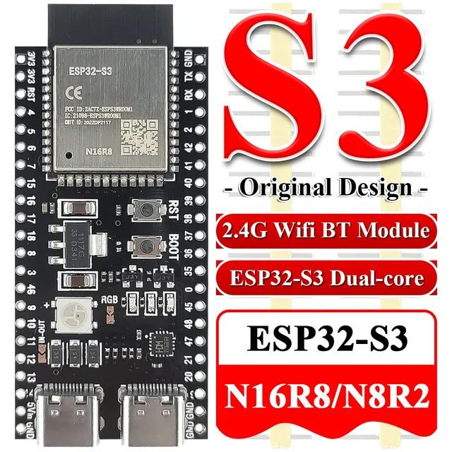 ESP32-S3 WiFi/Bluetooth razvojna ploča 16MB / 8MB PSRAM 1