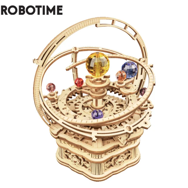 Robotime Rokr 84pcs Rotatable DIY 3D Starry Night Wooden Model Building Kit Block Assembly Music Box Toy Gift for Children Adult 1