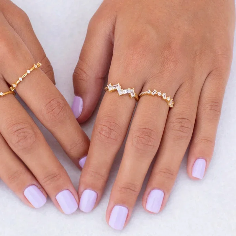Gold Plated Silver Ring Bling Minimalist Multiple Styles CZ Finger Ring For lovers' Anniversary Engagement Gift Fine Jewelry