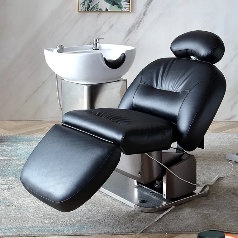 Electric Shampoo Chair Lifting Rotating Beauty Salon Flushing Scalp Care Shampoo Chair