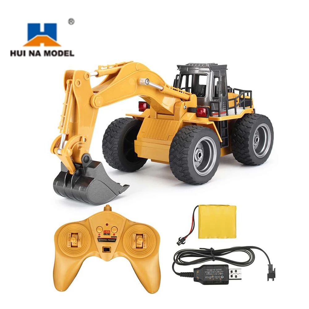 1:18 HUINA 1530 RC Wheeled Excavator Model 2.4G 6CH Loader Car Toys for Kids 5