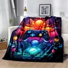 Gamer flannel Print Soft Blanket Cartoon Game Controller Comfortable Warm All Seasons  for Sofa Bed Bedroom Office Travel 3
