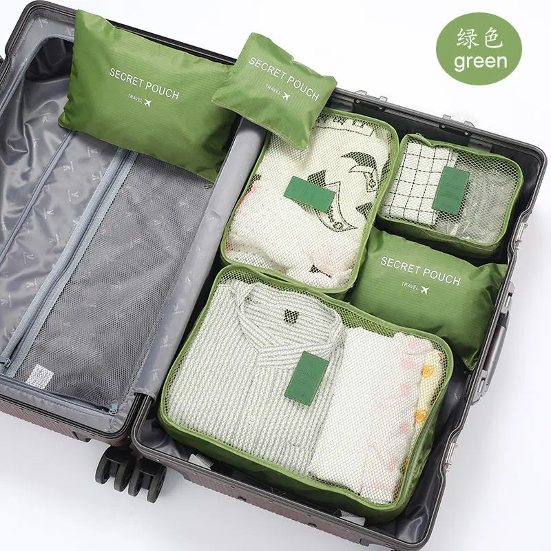 

6 Pcs Travel Storage bag light Organizer Pack Waterproof Portable Luggage Pouch Packing Clothing shoe packaging sac 6-piece set