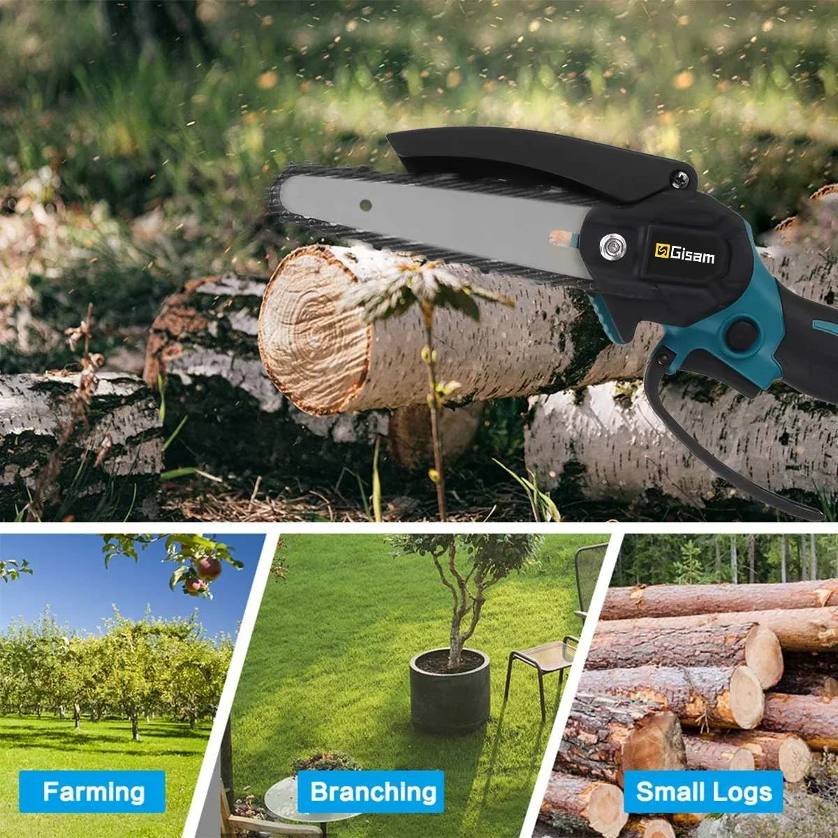 Gisam Brushless 8 Inch Electric Saw Electric Chainsaw One-handed Woodworking Garden Tool Pruning Saw For Makita 18V Battery 6