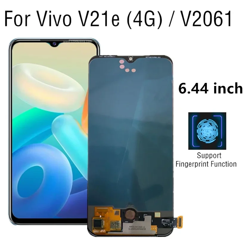 

6.44'' OLED V21e For Vivo V21e 4G V2061 LCD Display Touch Screen With Fingerprint hole Digitizer Assembly Replacement