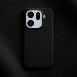 Premium Genuine Cowhide Leather Case - Handmade Business Protective Back Cover - OPPO X9 Ultra (Black)