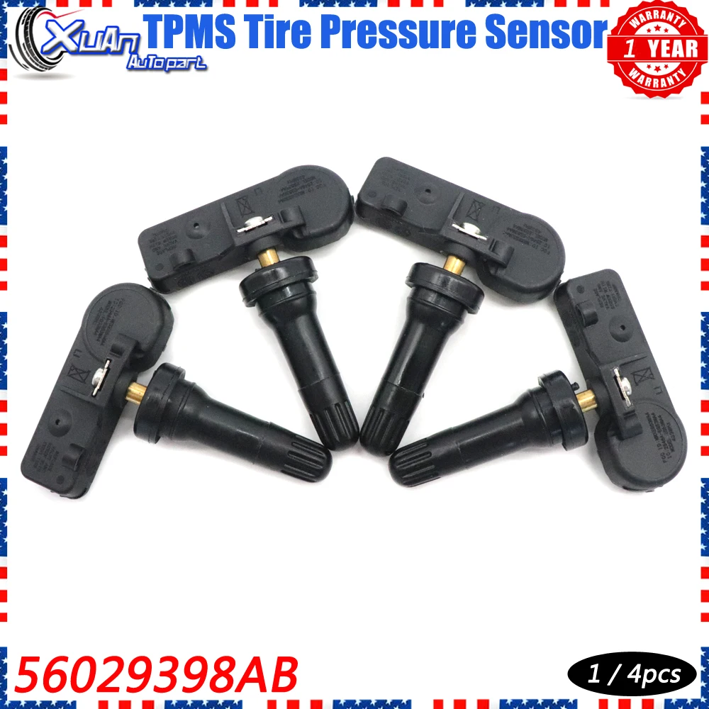 

XUAN 4 шт. датчик давления в шинах TPMS 56029398AB для FIAT 500 JEEP GRAND CHEROKEE WRANGLER VOLKSWAGEN ROU TAN 2011-2016