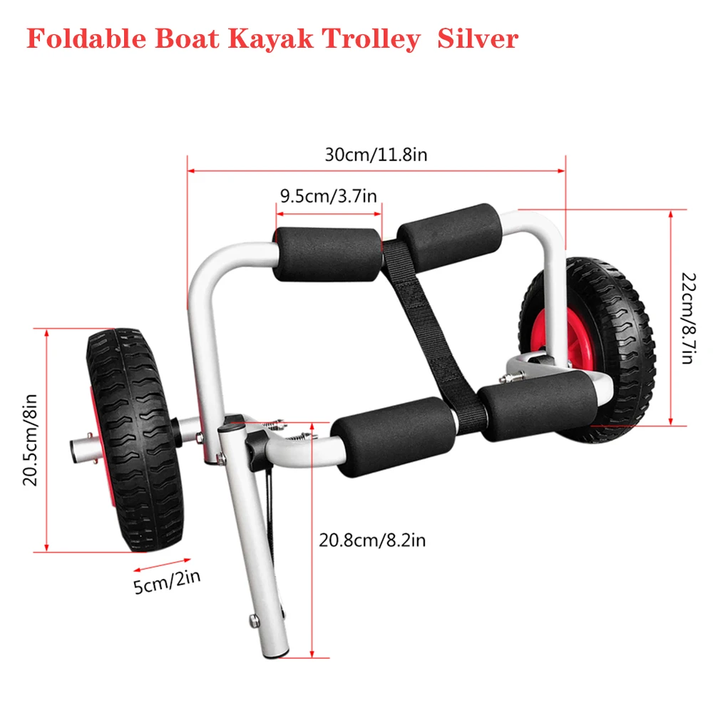 Carrello Pieghevole Per Kayak E Canoe - Portata 80 Kg, Ruote PU Da 10", In Alluminio, Per Spiaggia E Prato