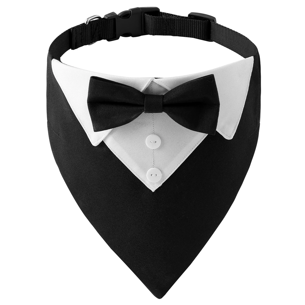 Sucado Bow Tie Dog Collar Tuxedo Bandana Adjustable Formal Puppy Triangle Neck Wear for Wedding Birthday Dress-up Cosplay Party 5
