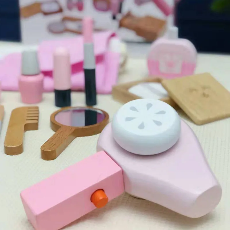 12 Pcs Beautiful Makeup Set Girls Toys Pretend Play Kid Salon Make Up Toys Simulation Wooden Toy For Girls Dressing Cosmetic