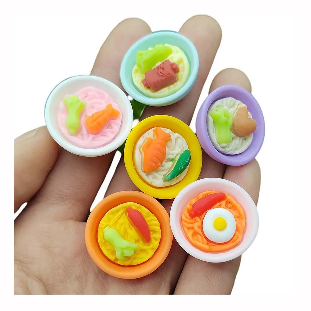 

Dollhouse Miniature Chinese Noodles Resin Flatback Cake Cabochon Kawaii DIY Simulation Food Resin Craft Decoration