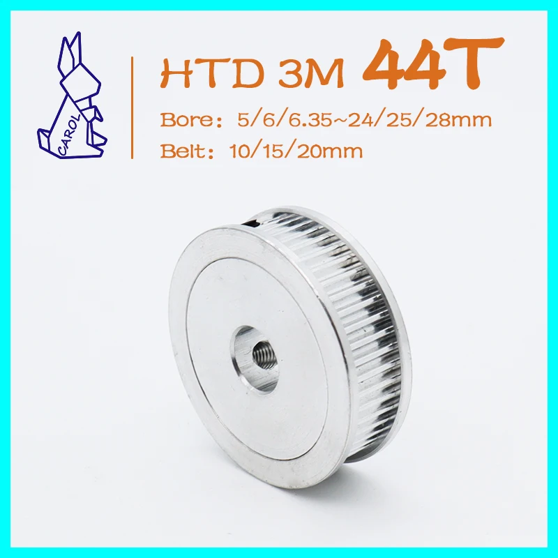 

44Teeth HTD 3M Synchronous Pulley Gear Bore 5/6/8~24/25/28mm Belt Width 10/15/20mm HTD3M Pulley Wheel Timing Pulley 44T 44 Teeth