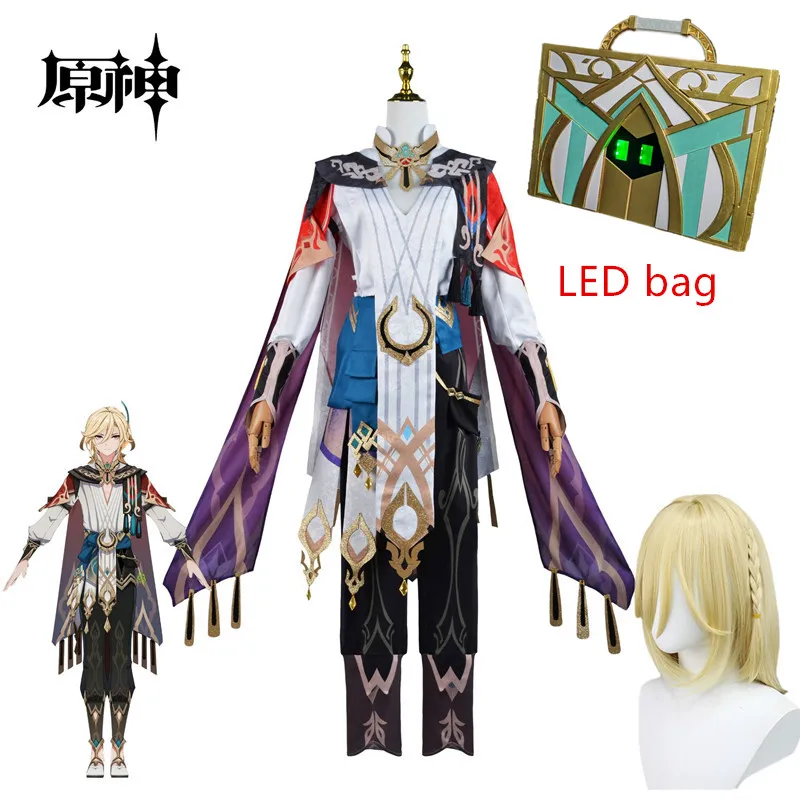 

Kaveh Cosplay Genshin Impact Costume Halloween Partty Cosplay Kaveh Genshin Clothes Wigs Full Set Anime Cosplay bag props