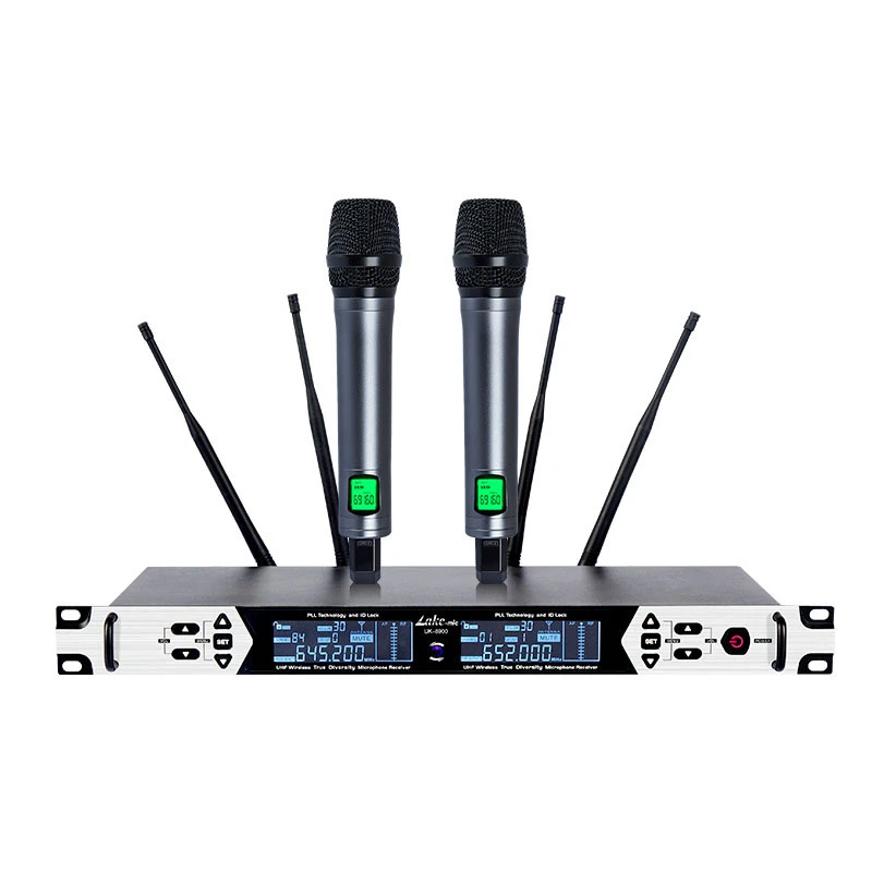 dynamic microphone Wireless Microphone 2 Channel Handheld Dynamic Karaoke Microphone UHF Band Metal Body for DJ Party Stage Church Performance podcast microphone