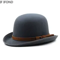 New Black Felt Derby Bowler Hat For Men Women  Autumn Winter Fashion Party Formal Fedora Hat Costume Magician Hat 2
