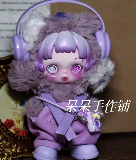 Doll Clothes For Skullpanda V3 You Found Me Series Ratty Bear Purple Dress Replacement10cm Mini Doll Outfit Accessories Gifts