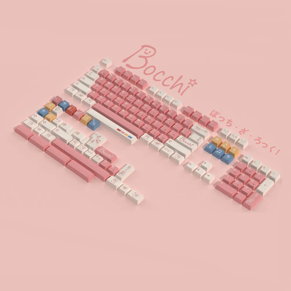 Bochi Sauce Keycap para Teclado Mecânico Tema Anime Perfil de Cereja Rosa Sublimação Pbt 140 Teclas Japonês - Imagem 2