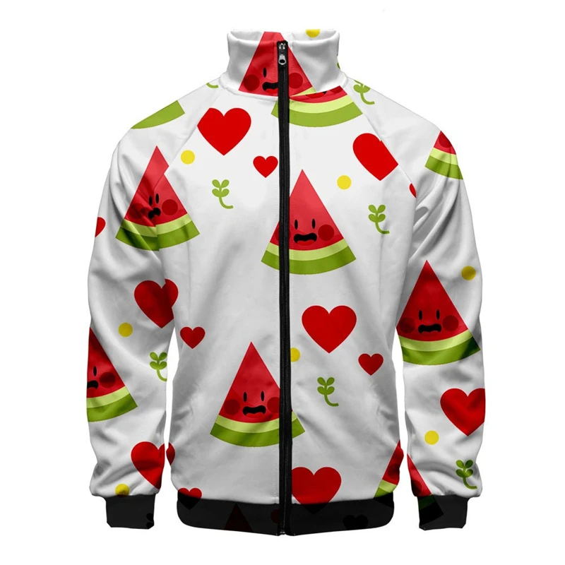 thumbnail image 1 of Chaqueta con cremallera y estampado 3D de frutas divertidas, chaquetas de manga larga para hombres y mujeres, ropa de moda con cuello alto, sudaderas casuales para hombres, abrigos para hombres, 1 of 4