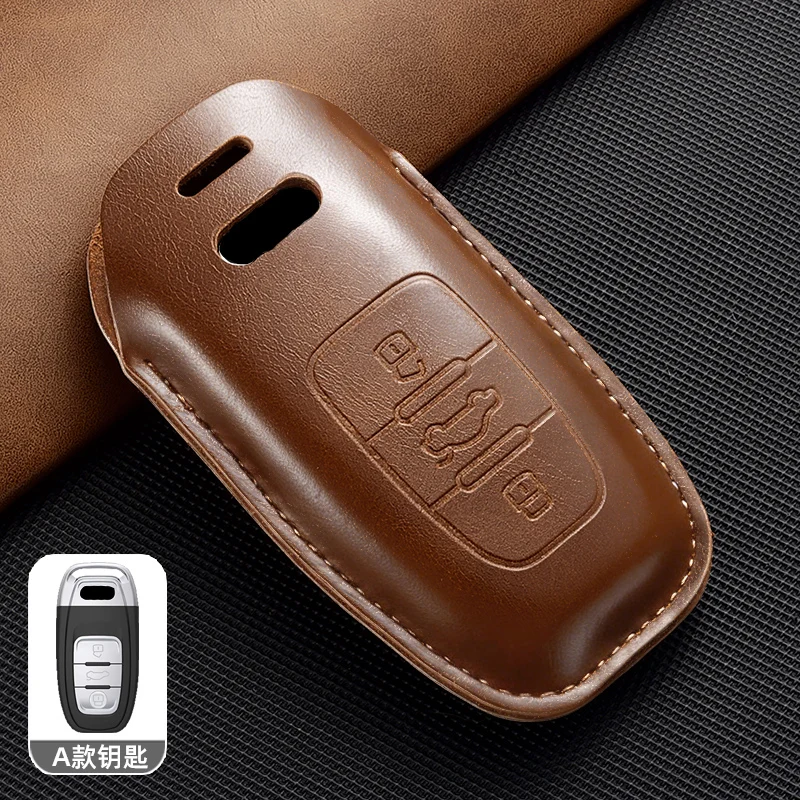 Premium Leather Car Key Case Cover - Elegant Protective Accessory