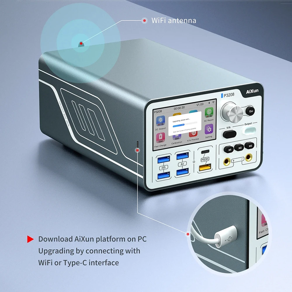 Aixun P3208 320w 지능형 조절 전원 공급 장치 휴대 전화 수리 마더 보드 배터리 테스트를위한 원 클릭 전원 켜기 도구