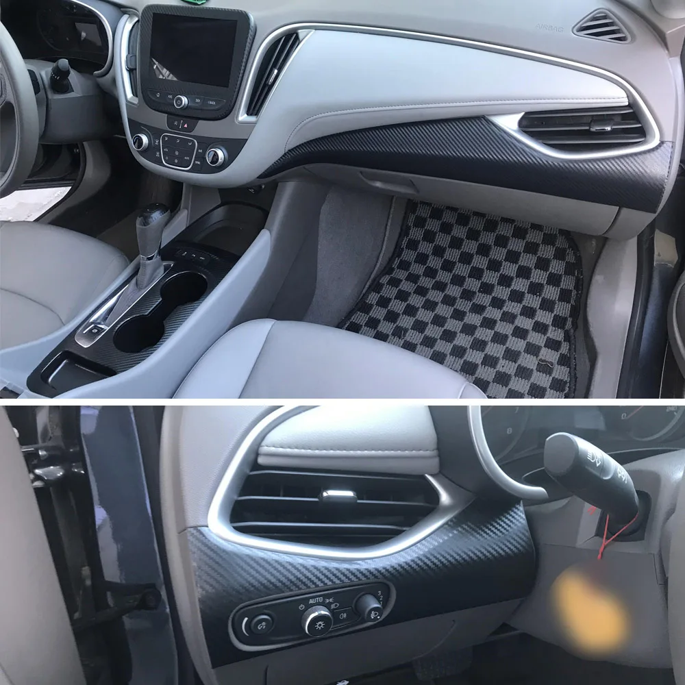 Chevrolet Malibu XL 2016-21 용 탄소 섬유 자동차 필름 인테리어 스티커 센터 콘솔 기어 대시 보드 에어 도어 핸들 리프트 패널