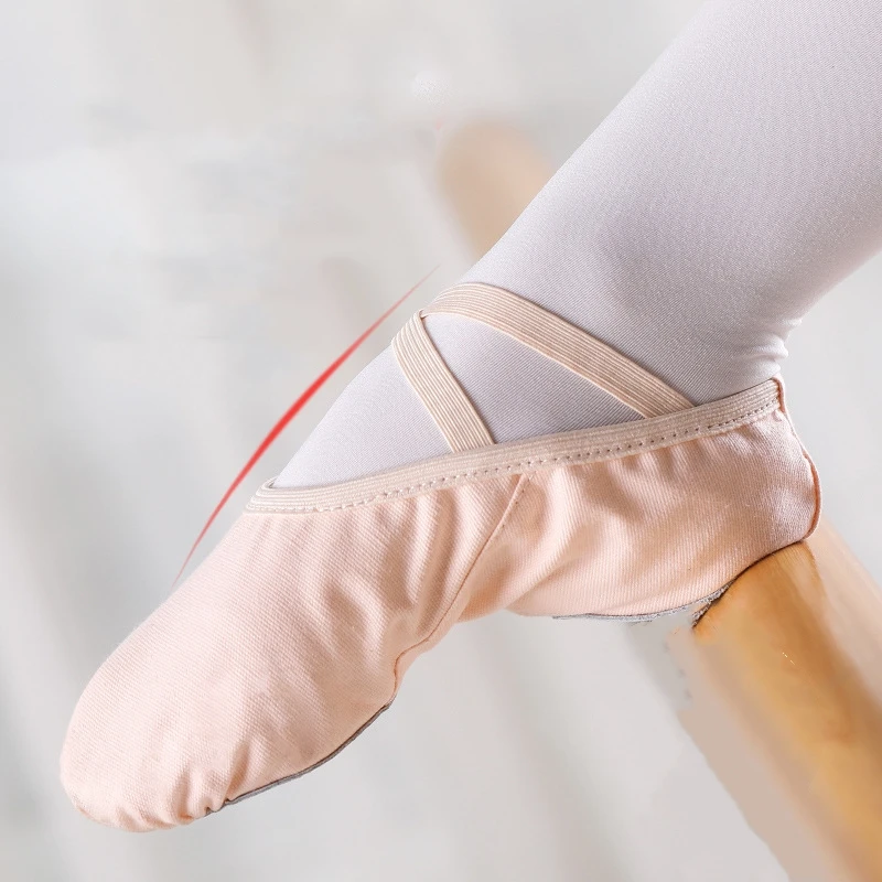 Chaussures de Ballet pour femmes et filles, pantoufles de danse, semelle divisée, chaussures de danse de gymnastique, de Yoga, en toile, ballerines pour enfants et adultes