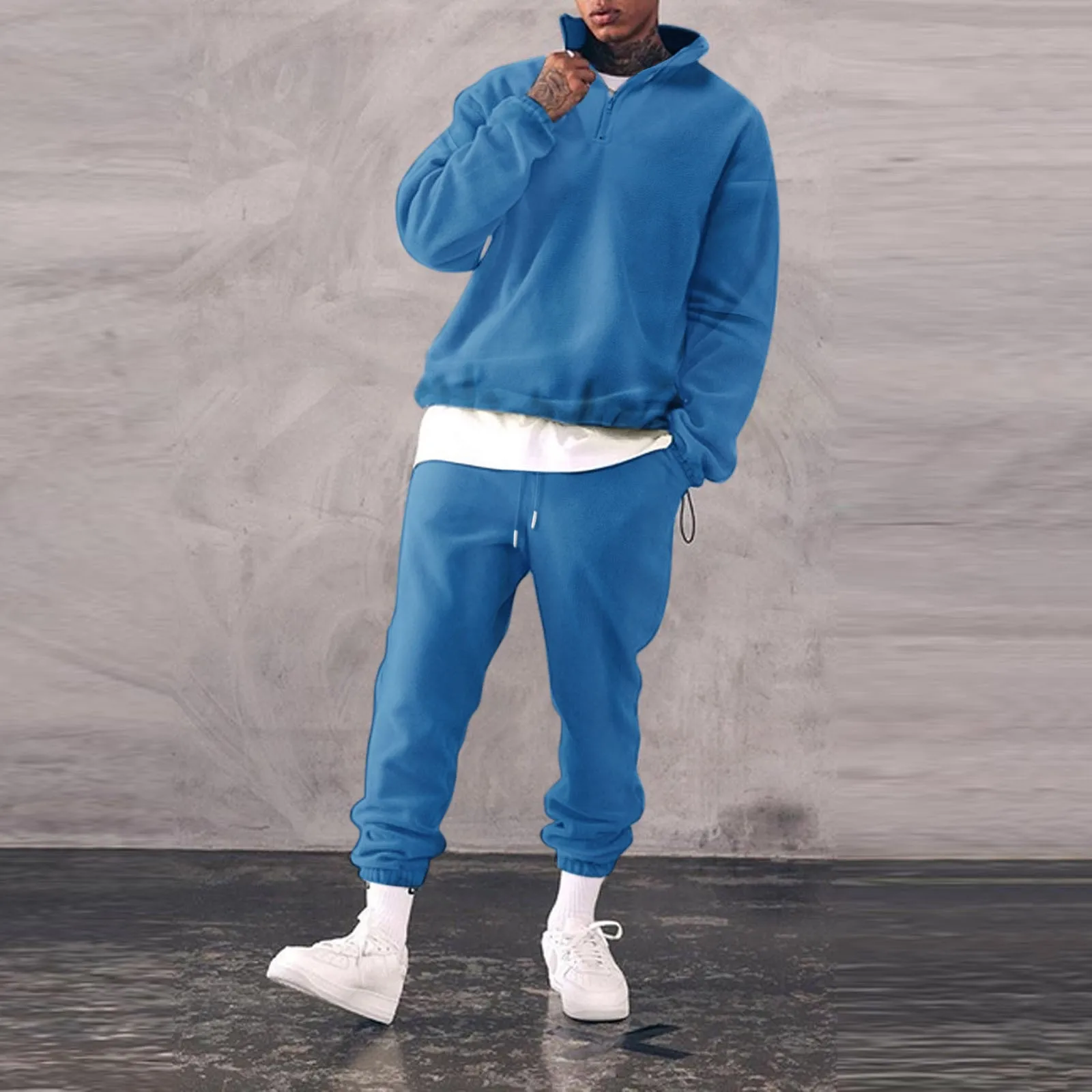 2022 Winter Men Tracksuit 2 Piece Plush Sweatsuit Sets Casual Jogging Athletic Suits Comfy High Quality Daily Fast Shipping | Мужская