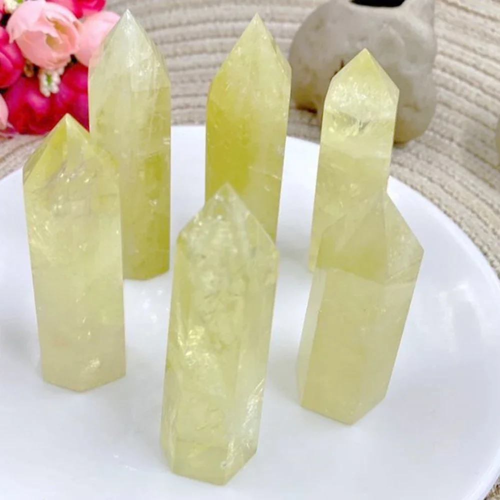 1PC Natural Citrine Column Yellow Crystal 4-8cm Home Decoration